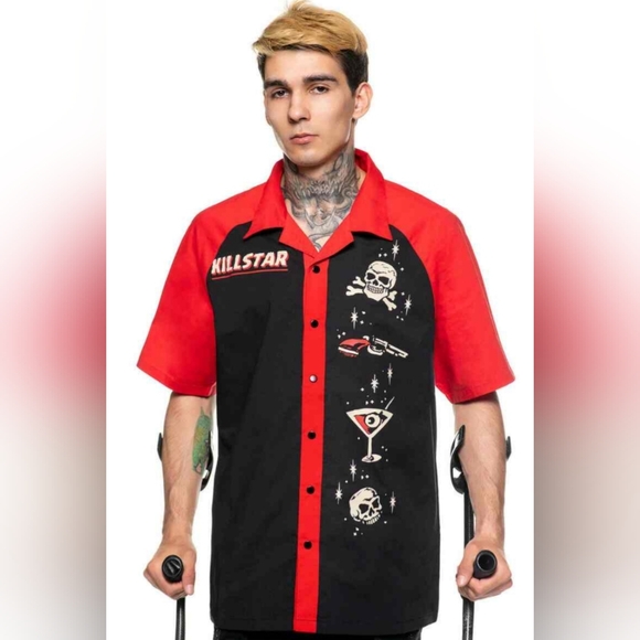 Killstar Other - ISO OF PLEASE DONT BUY Killstar Men's Black Red Graphic Button Down Bowler Shirt